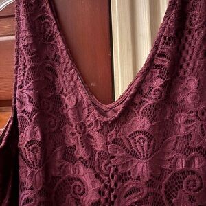 Elegant Lace Burgundy Dress
